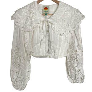 Farm Rio Lace-detail Cropped Blouse